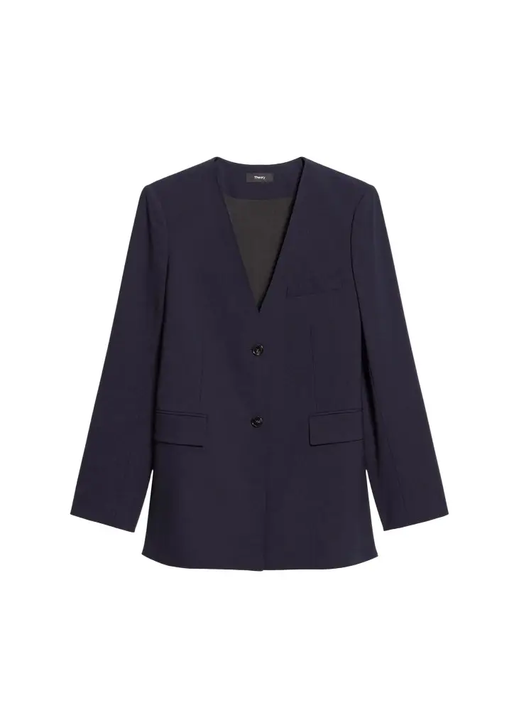 Theory Collarless V-Neck Blazer
