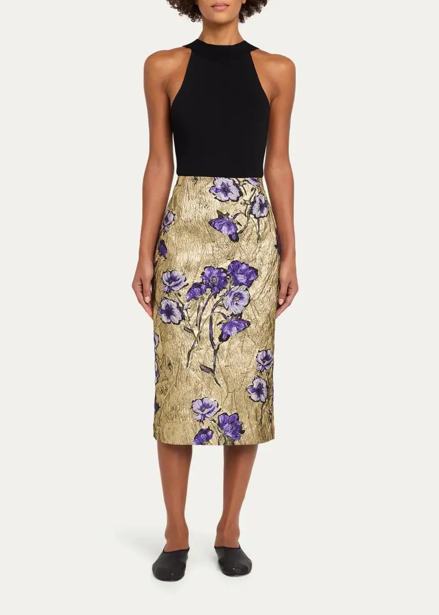 PRABAL GURUNG Metallic Floral Brocade Midi Pencil Skirt | Thumbnail 2 PRABAL GURUNG Metallic Floral Brocade Midi Pencil Skirt | Thumbnail 2