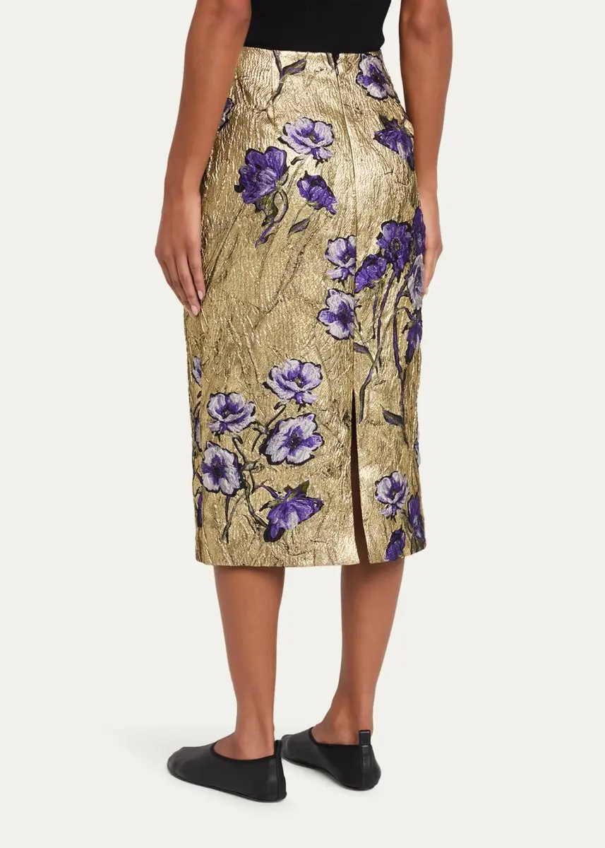 PRABAL GURUNG Metallic Floral Brocade Midi Pencil Skirt | Thumbnail 3 PRABAL GURUNG Metallic Floral Brocade Midi Pencil Skirt | Thumbnail 3