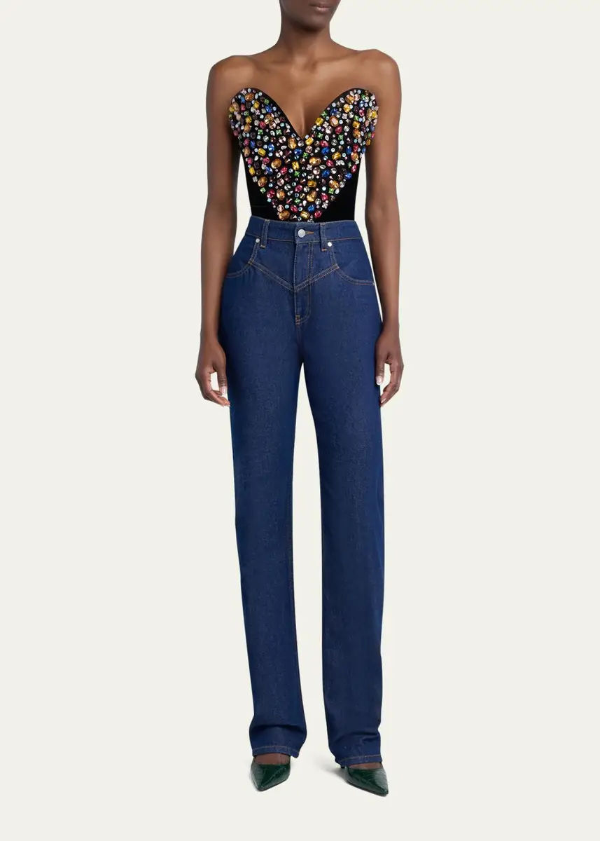 Stella McCartney Strapless Crystal Heart Embroidered Velvet Bustier Top | Thumbnail 2 Stella McCartney Strapless Crystal Heart Embroidered Velvet Bustier Top | Thumbnail 2
