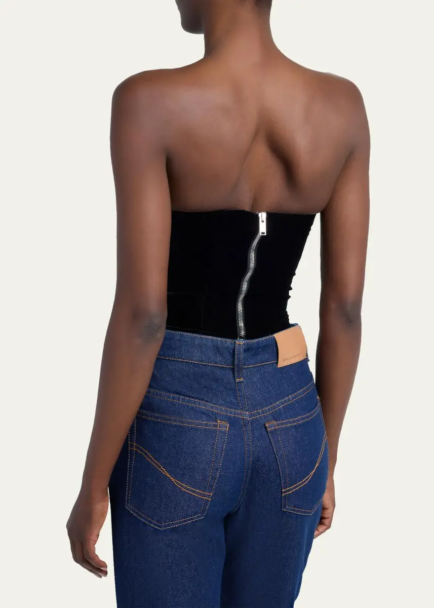 Stella McCartney Strapless Crystal Heart Embroidered Velvet Bustier Top | Thumbnail 3 Stella McCartney Strapless Crystal Heart Embroidered Velvet Bustier Top | Thumbnail 3