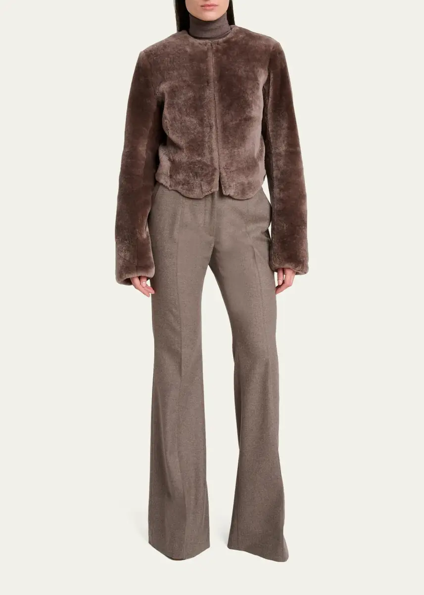 Gabriela Hearst Hermera Collarless Lamb Shearling Crop Bolero Jacket | Thumbnail 2