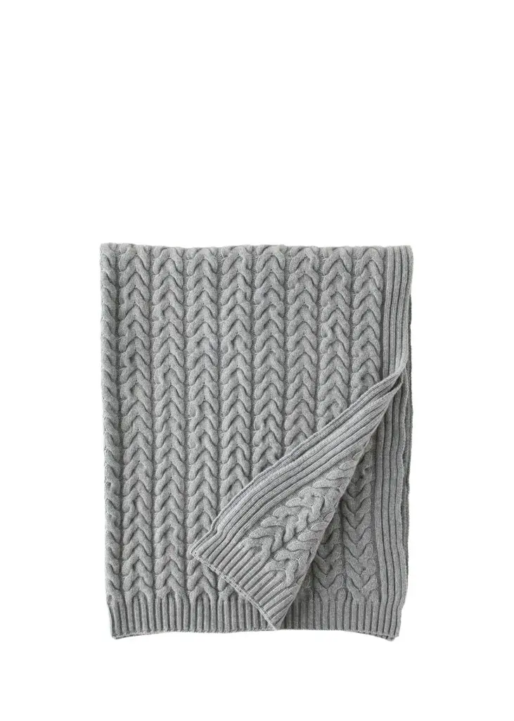 Sofia Cashmere Braided Cable-Knit Throw Blanket