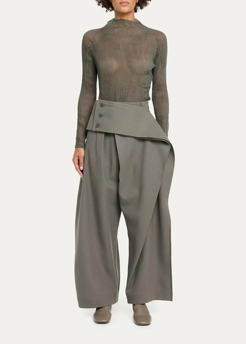 Issey Miyake Chiffon Twist Long-Sleeve High-Neck Top | Thumbnail 2 Issey Miyake Chiffon Twist Long-Sleeve High-Neck Top | Thumbnail 2