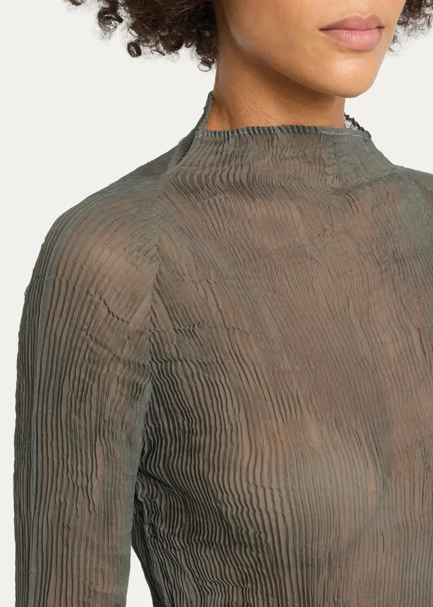 Issey Miyake Chiffon Twist Long-Sleeve High-Neck Top | Thumbnail 5 Issey Miyake Chiffon Twist Long-Sleeve High-Neck Top | Thumbnail 5