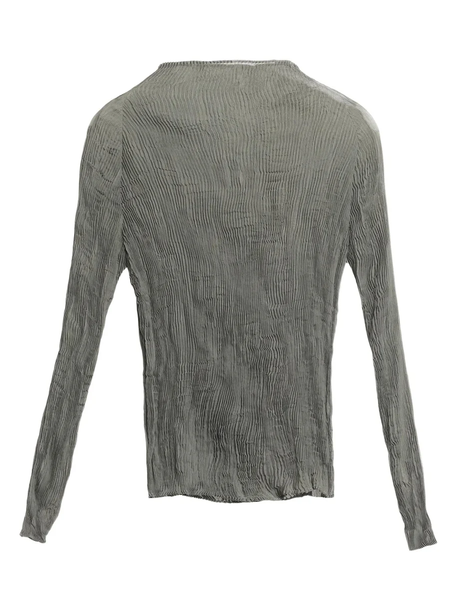Issey Miyake Chiffon Twist Long-Sleeve High-Neck Top