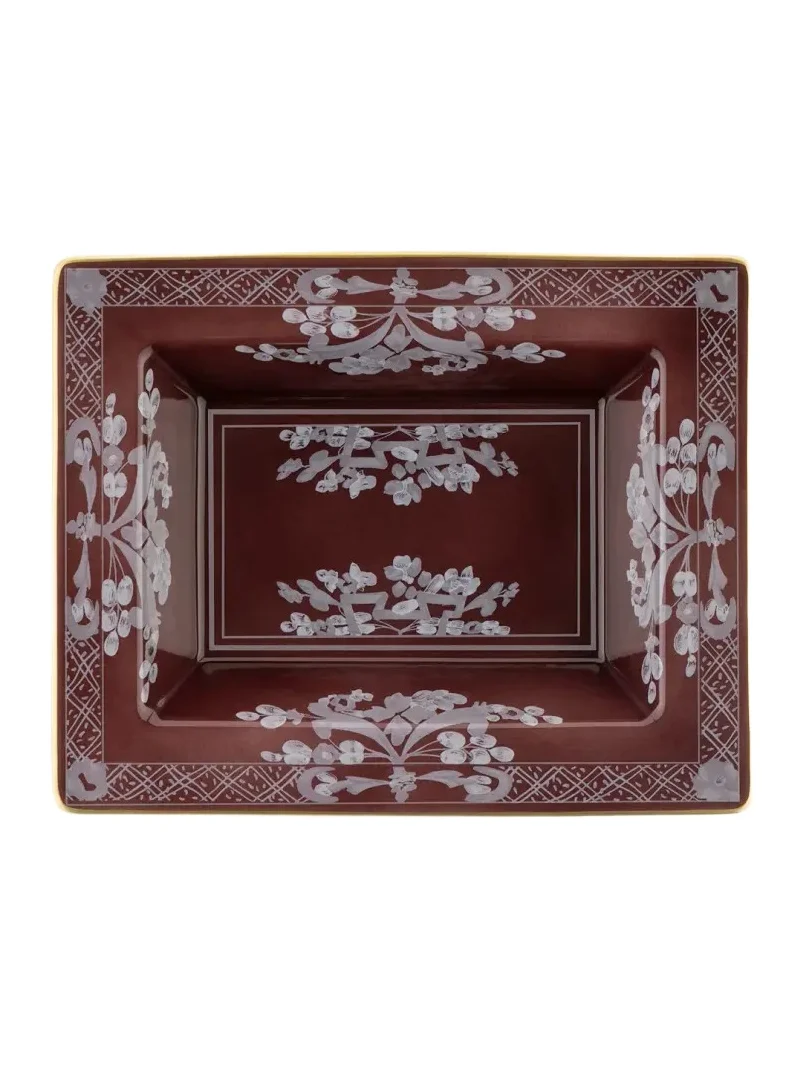 Floral Porcelain Rectangular Change Tray
