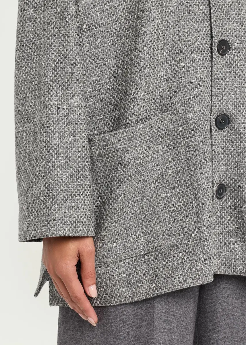 Eskandar Wool Mandarin Coat - Long Length | Thumbnail 5
