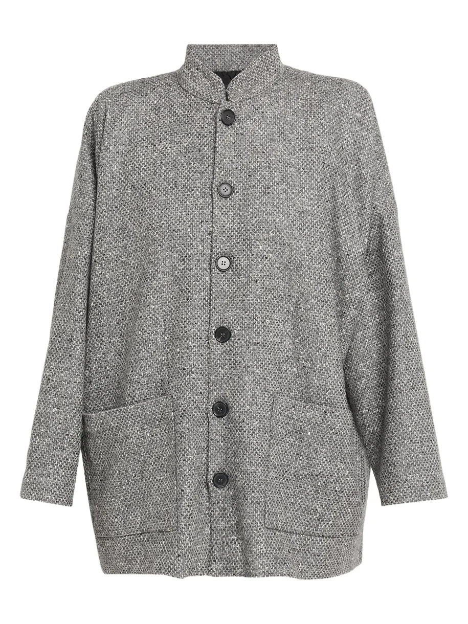 Eskandar Wool Mandarin Coat - Long Length