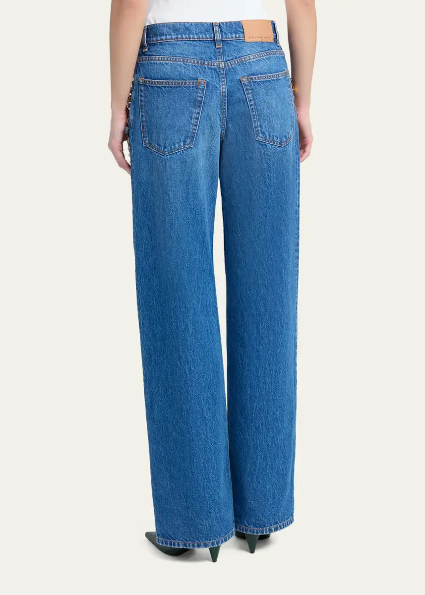 Stella McCartney Crystal Embellished Straight-Leg Jeans | Thumbnail 3