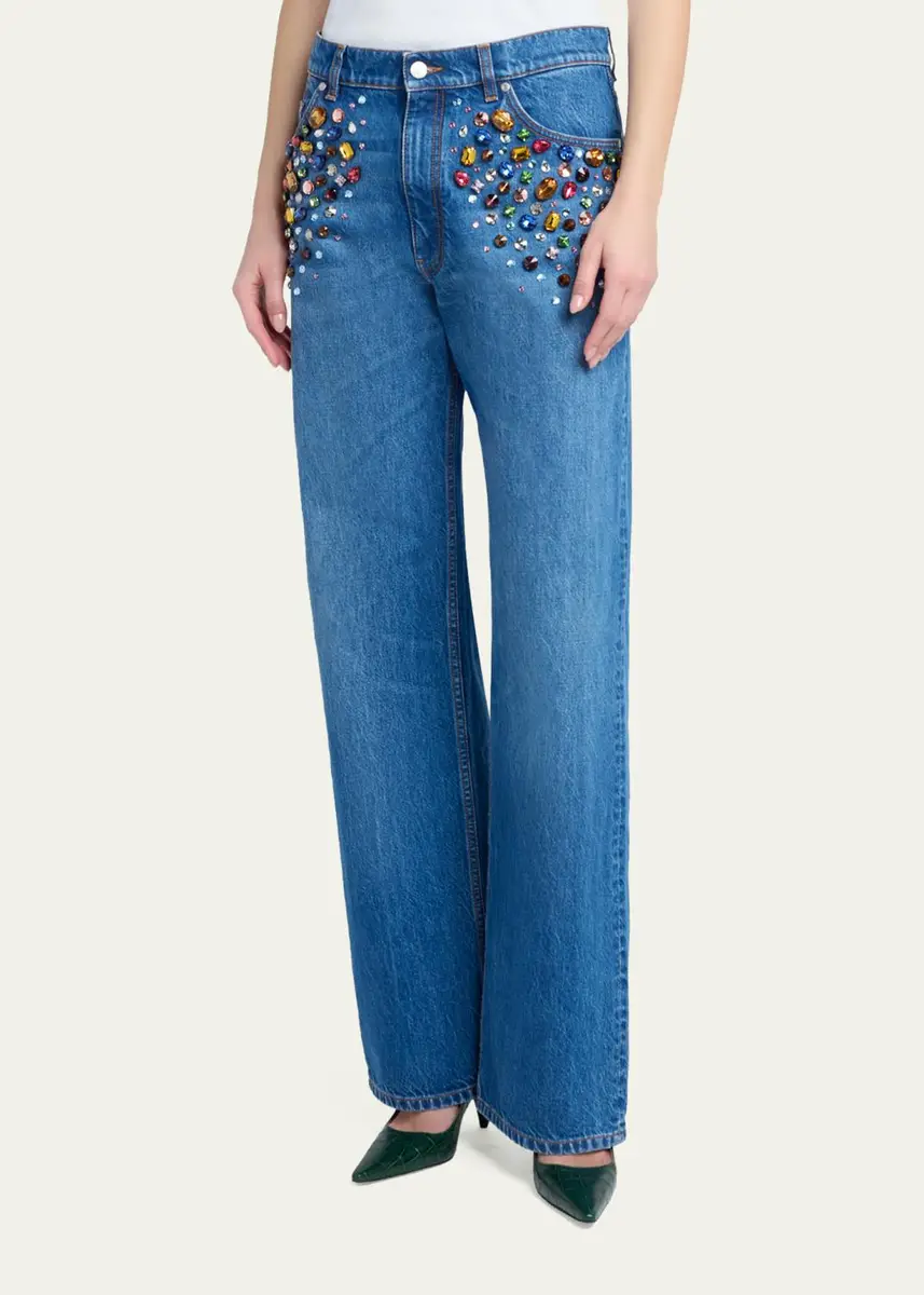 Stella McCartney Crystal Embellished Straight-Leg Jeans | Thumbnail 4