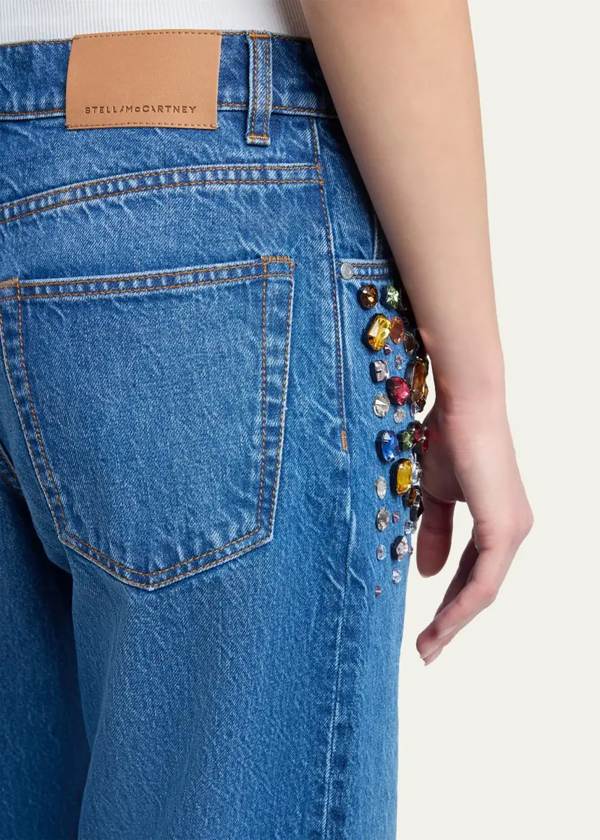 Stella McCartney Crystal Embellished Straight-Leg Jeans | Thumbnail 5