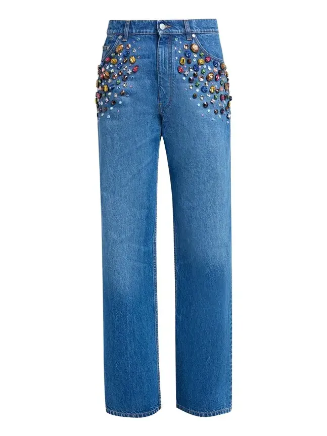 Stella McCartney Crystal Embellished Straight-Leg Jeans