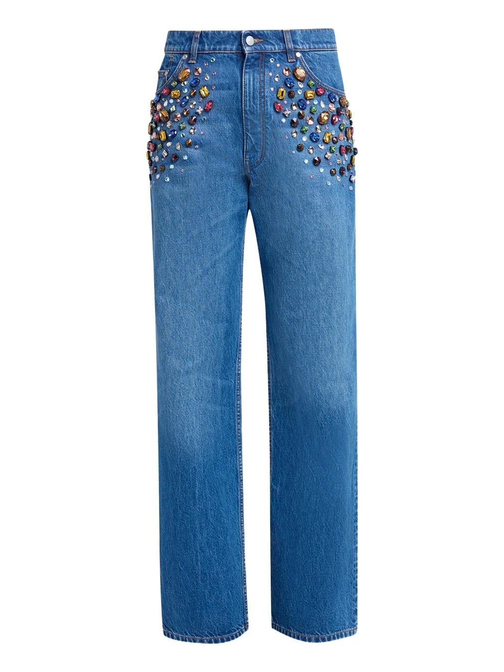Stella McCartney Crystal Embellished Straight-Leg Jeans