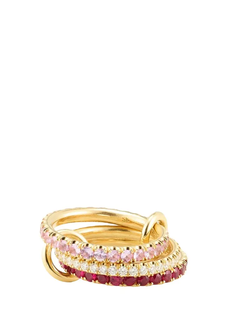 Bergdorf 125th Exclusive 18K 3-Band Ring with Diamonds, Rubies, and Sapphires Bergdorf 125th Exclusive 18K 3-Band Ring with Diamonds, Rubies, and Sapphires