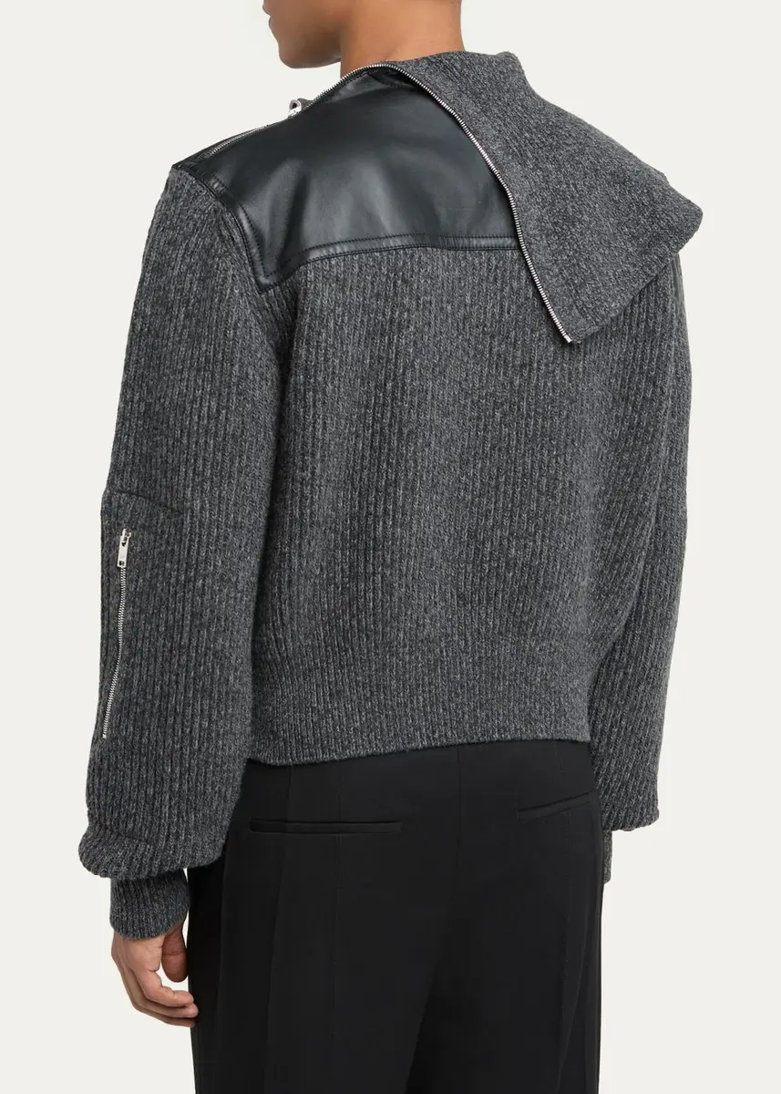 Bottega Veneta Men's Wool and Cashmere Rib Assymetric Zip Sweater | Thumbnail 3 Bottega Veneta Men's Wool and Cashmere Rib Assymetric Zip Sweater | Thumbnail 3