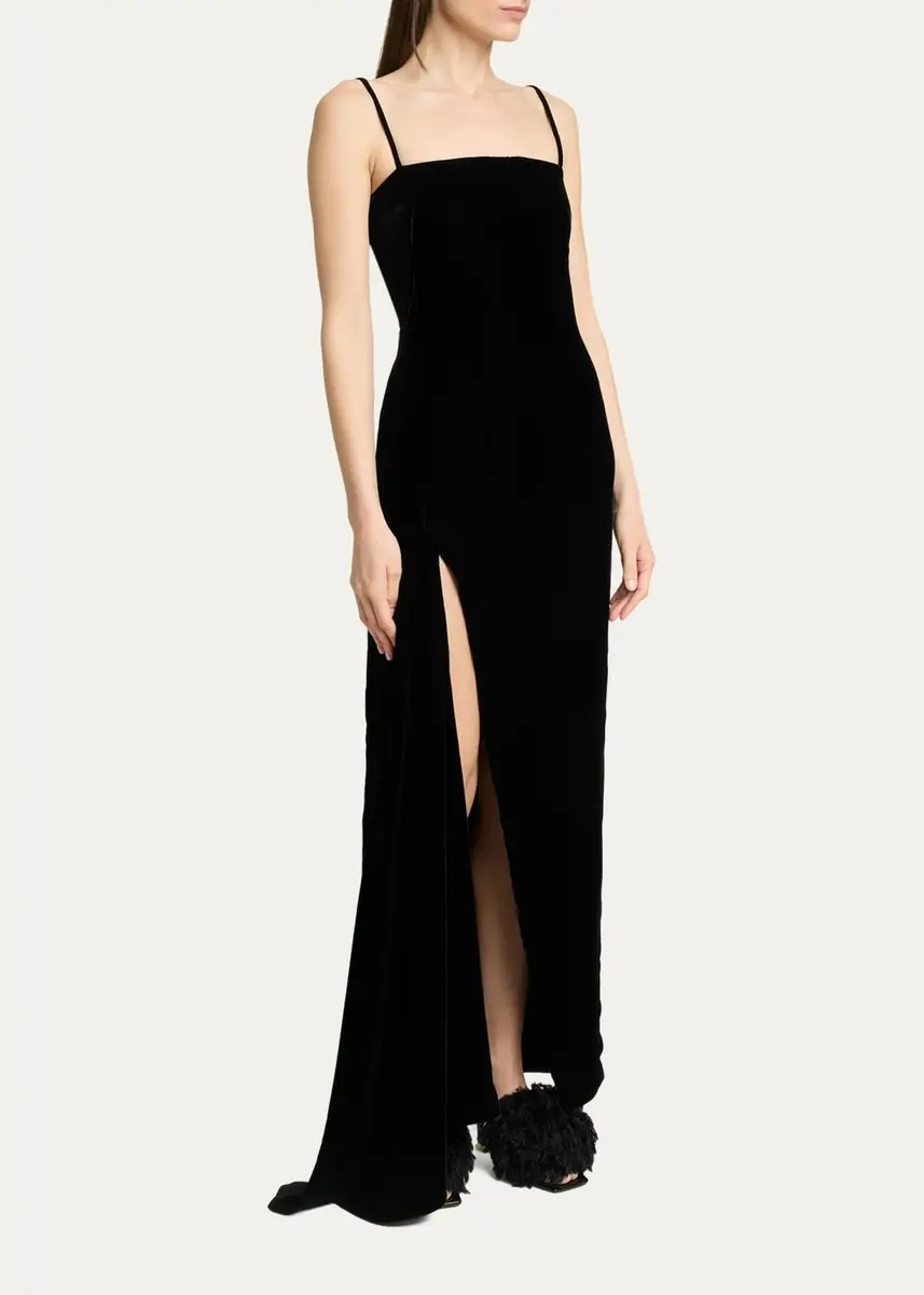 Givenchy Sliced Long Velvet Slit Dress | Thumbnail 4 Givenchy Sliced Long Velvet Slit Dress | Thumbnail 4
