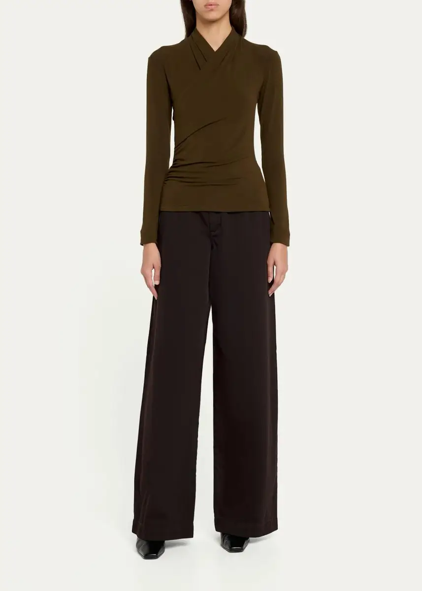 Vince Long-Sleeve Faux-Wrap Top | Thumbnail 2 Vince Long-Sleeve Faux-Wrap Top | Thumbnail 2