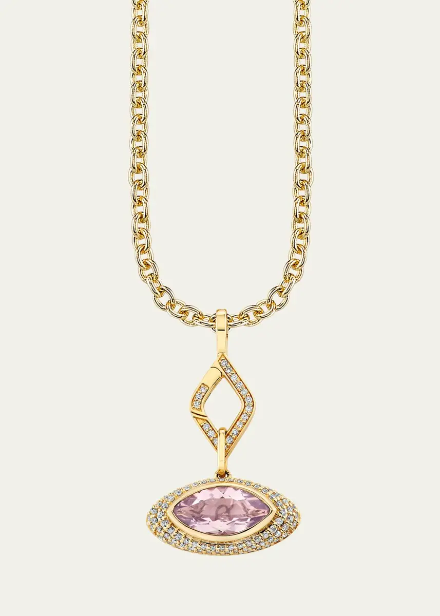 Sydney Evan 14K Faceted Lavender Topaz Marquise Eye with Diamonds Charm Necklace | Thumbnail 2 Sydney Evan 14K Faceted Lavender Topaz Marquise Eye with Diamonds Charm Necklace | Thumbnail 2