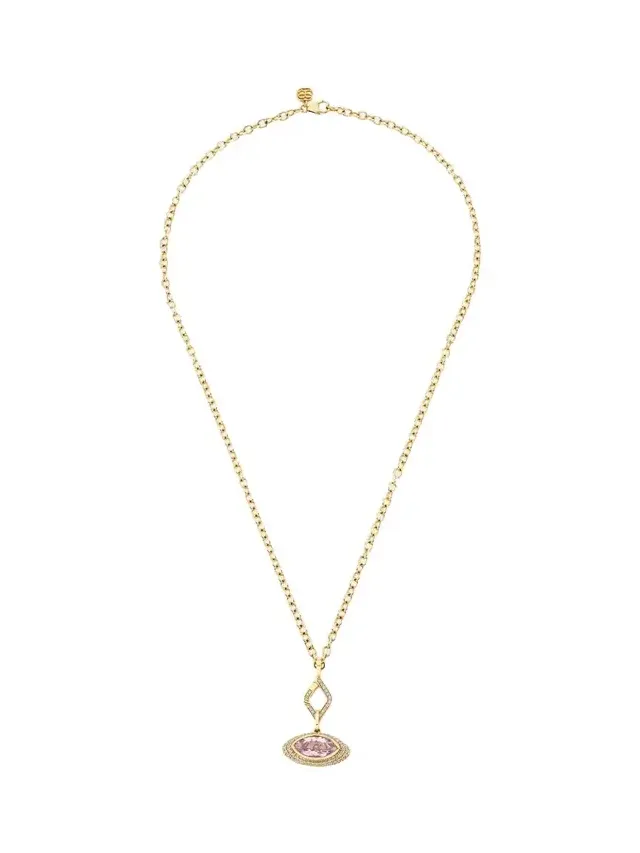 Sydney Evan 14K Faceted Lavender Topaz Marquise Eye with Diamonds Charm Necklace