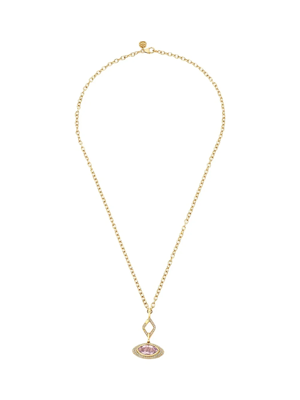 14K Faceted Lavender Topaz Marquise Eye with Diamonds Charm Necklace 14K Faceted Lavender Topaz Marquise Eye with Diamonds Charm Necklace