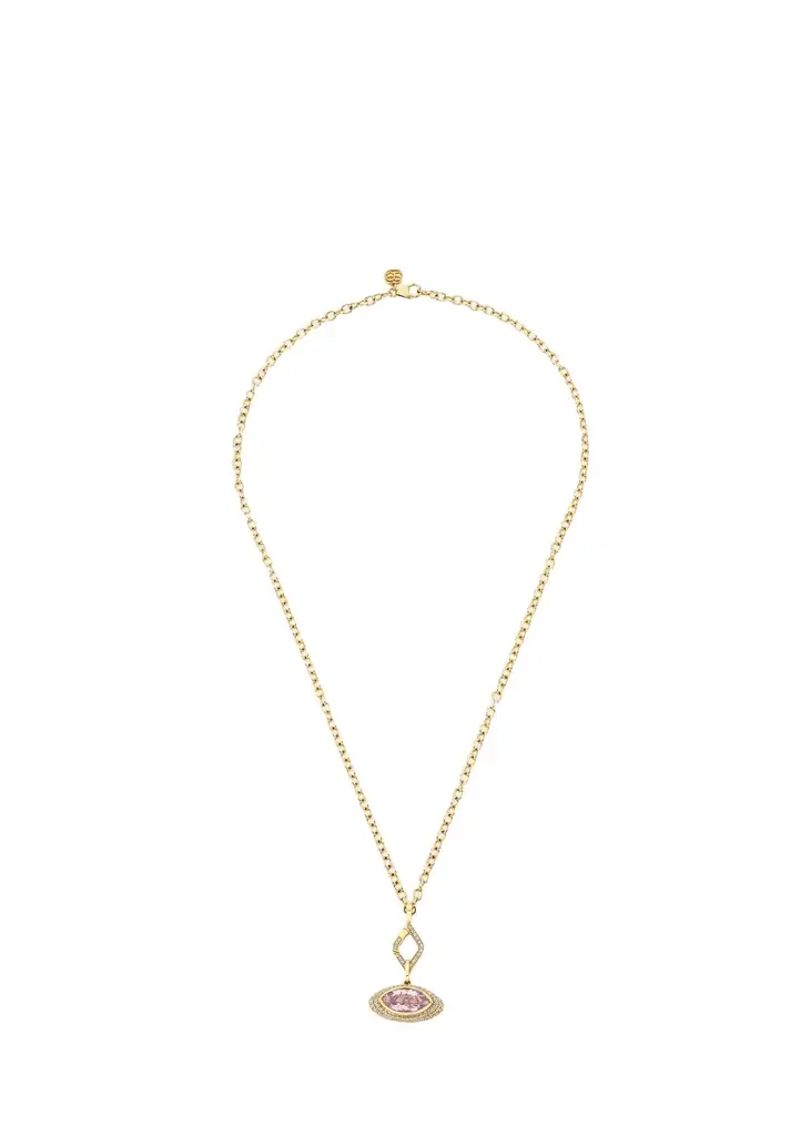 Sydney Evan 14K Faceted Lavender Topaz Marquise Eye with Diamonds Charm Necklace