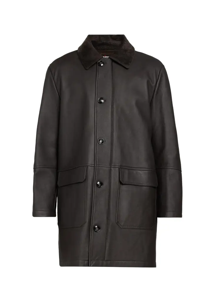 Kiton Men's Shearling Mid-Length Car Coat