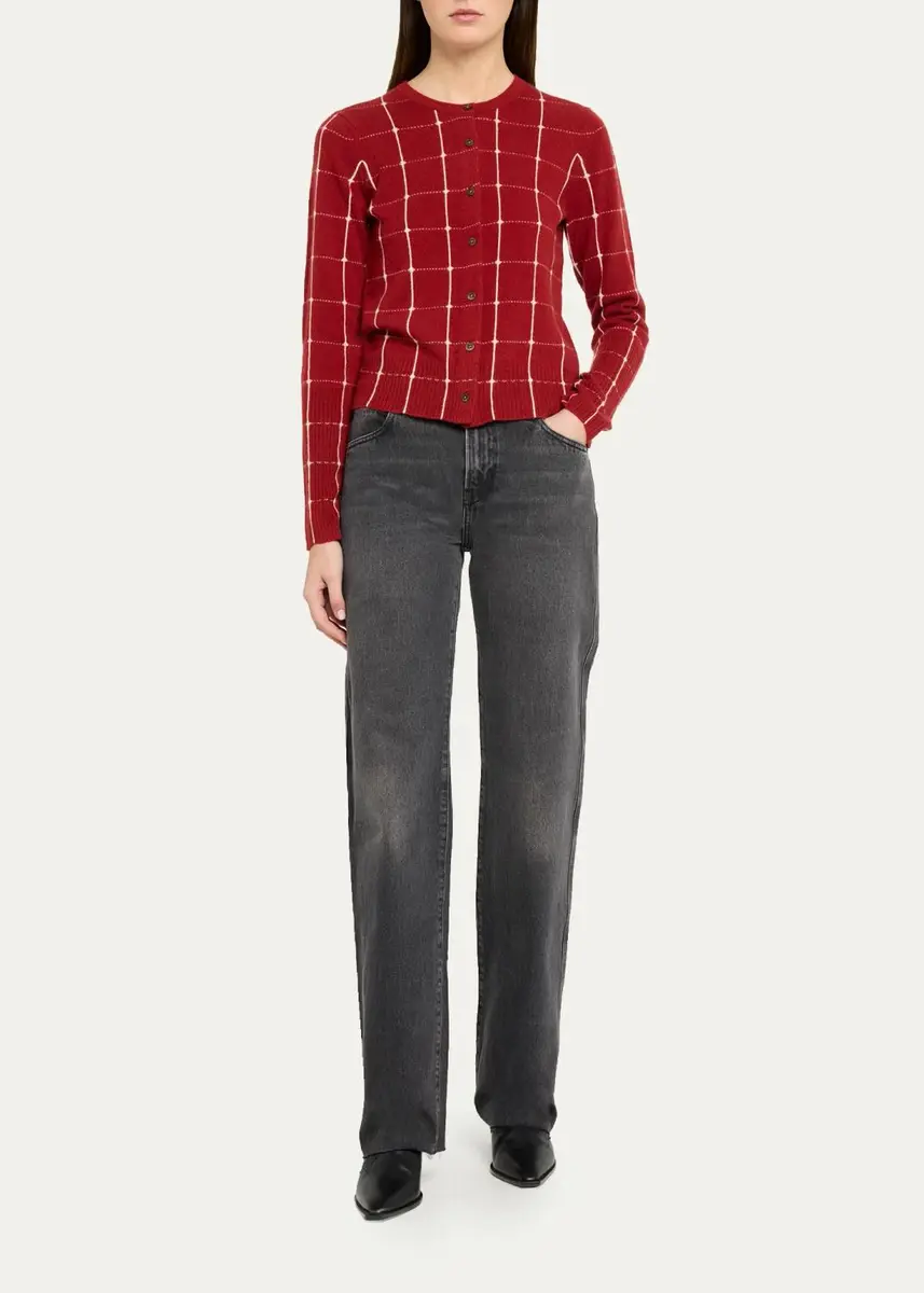 Guest In Residence Jane Windowpane Cashmere Crewneck Cardigan | Thumbnail 2 Guest In Residence Jane Windowpane Cashmere Crewneck Cardigan | Thumbnail 2
