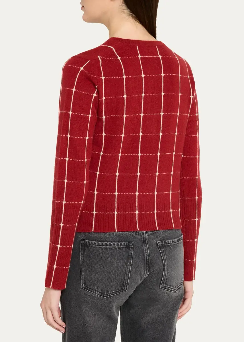 Guest In Residence Jane Windowpane Cashmere Crewneck Cardigan | Thumbnail 3 Guest In Residence Jane Windowpane Cashmere Crewneck Cardigan | Thumbnail 3