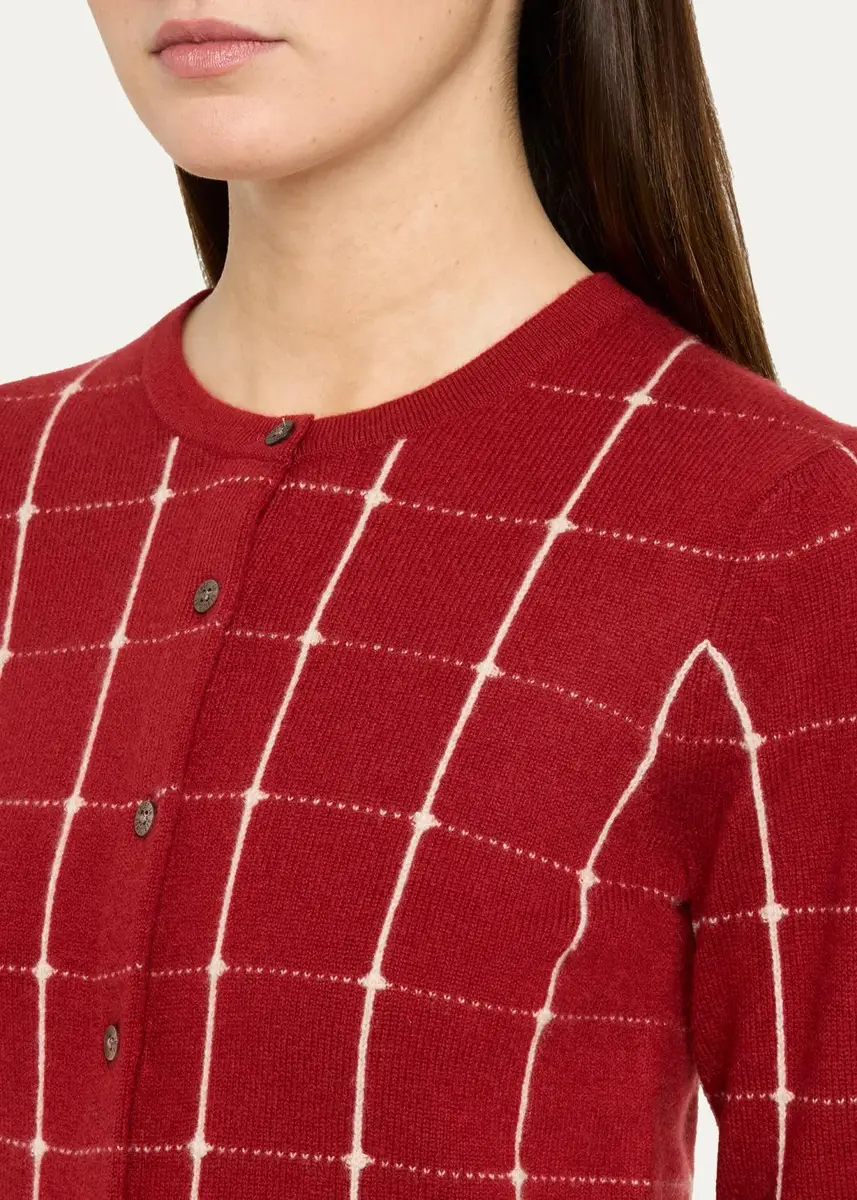 Guest In Residence Jane Windowpane Cashmere Crewneck Cardigan | Thumbnail 5 Guest In Residence Jane Windowpane Cashmere Crewneck Cardigan | Thumbnail 5