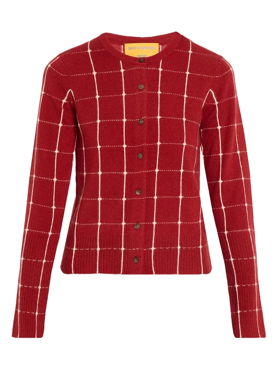 Jane Windowpane Cashmere Crewneck Cardigan Jane Windowpane Cashmere Crewneck Cardigan