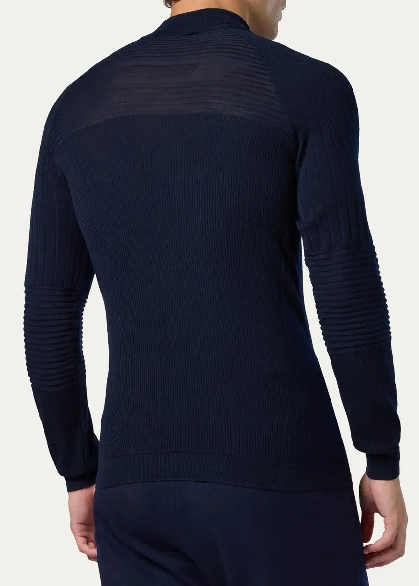 Sease Men's Wool Multi-Stitch Mock Neck Sweater | Thumbnail 2
