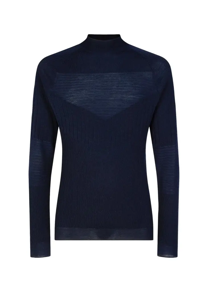 Sease Men's Wool Multi-Stitch Mock Neck Sweater