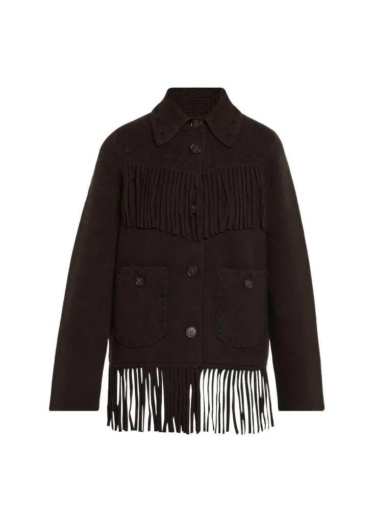 Western Fringe Cashmere-Wool Knit Jacket Western Fringe Cashmere-Wool Knit Jacket