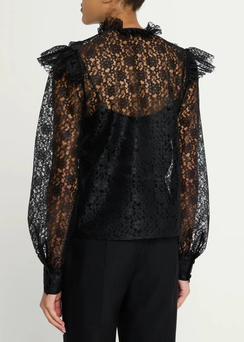 PRABAL GURUNG Floral Lace Sheer Top | Thumbnail 3 PRABAL GURUNG Floral Lace Sheer Top | Thumbnail 3