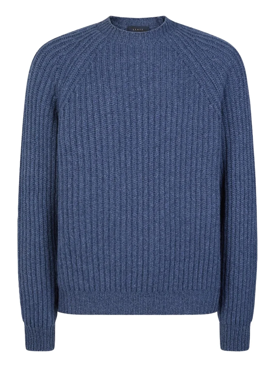 Sease Men's Cashmere Rib Raglan Crewneck Sweater