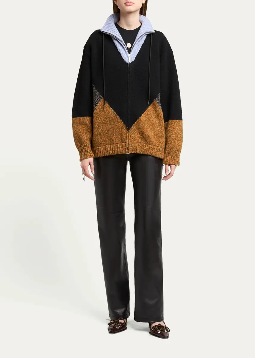 Marni Colorblock Wool-Cashmere Drawstring Zip Jacket | Thumbnail 2 Marni Colorblock Wool-Cashmere Drawstring Zip Jacket | Thumbnail 2