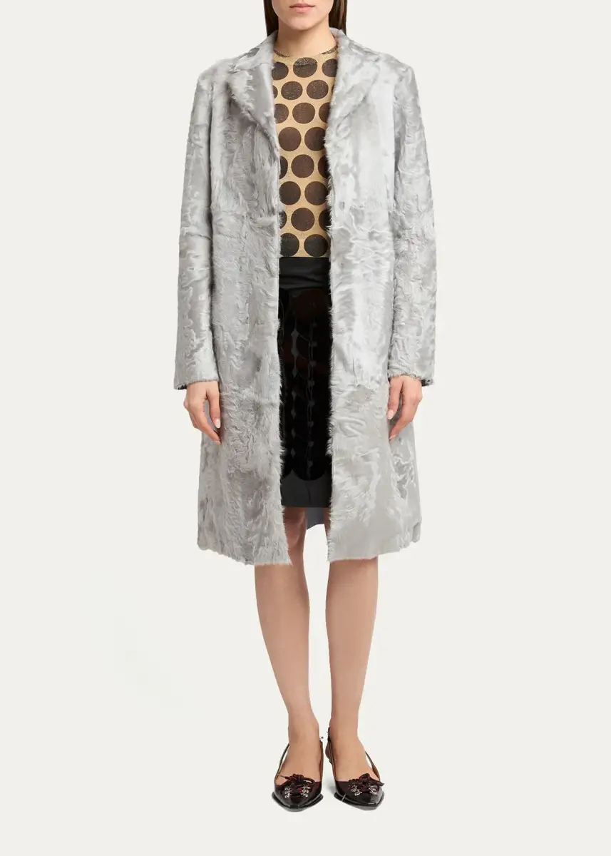 Marni Single-Breasted Lamb Shearling Knee-Length Coat | Thumbnail 2 Marni Single-Breasted Lamb Shearling Knee-Length Coat | Thumbnail 2