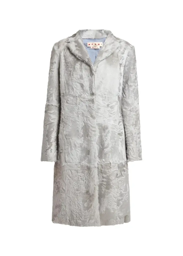 Single-Breasted Lamb Shearling Knee-Length Coat