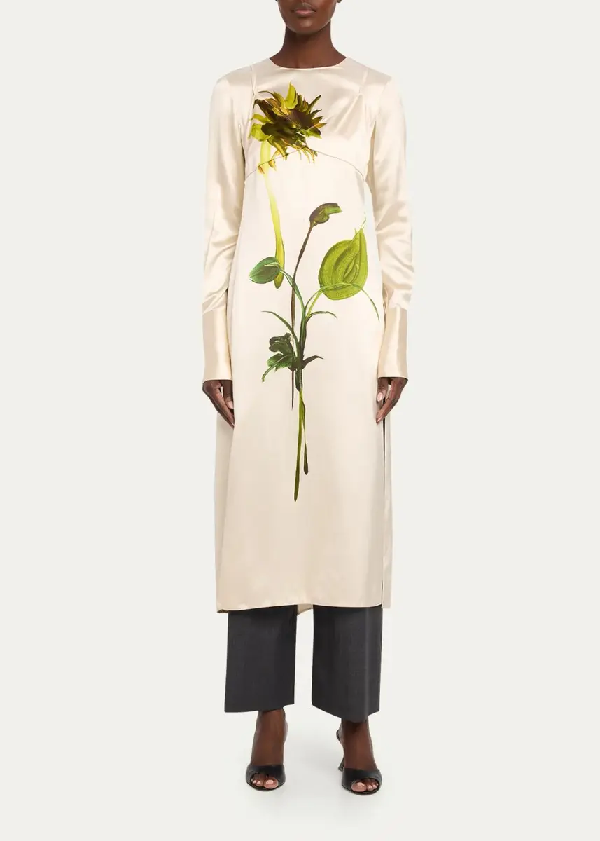 Monse Deconstruction Layered Sunflower Printed Silk Dress | Thumbnail 2 Monse Deconstruction Layered Sunflower Printed Silk Dress | Thumbnail 2