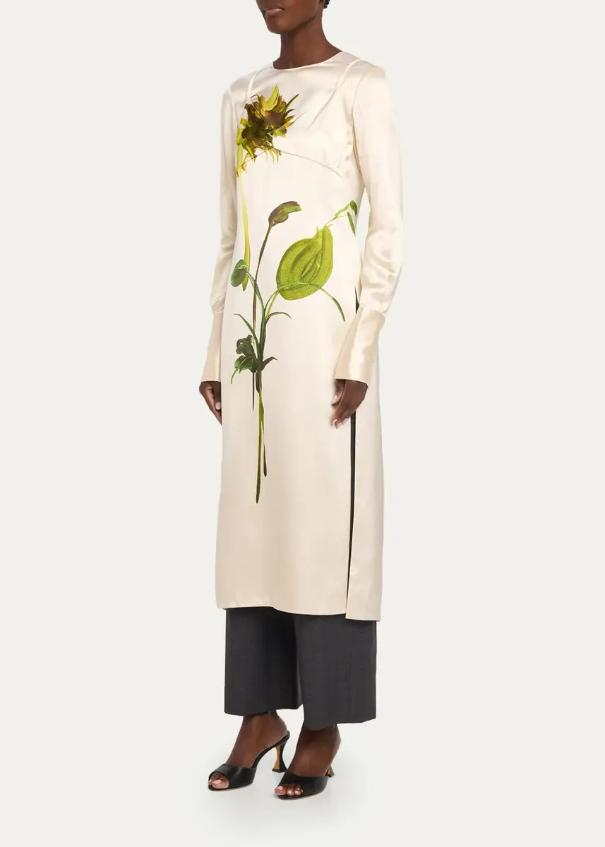 Monse Deconstruction Layered Sunflower Printed Silk Dress | Thumbnail 4 Monse Deconstruction Layered Sunflower Printed Silk Dress | Thumbnail 4