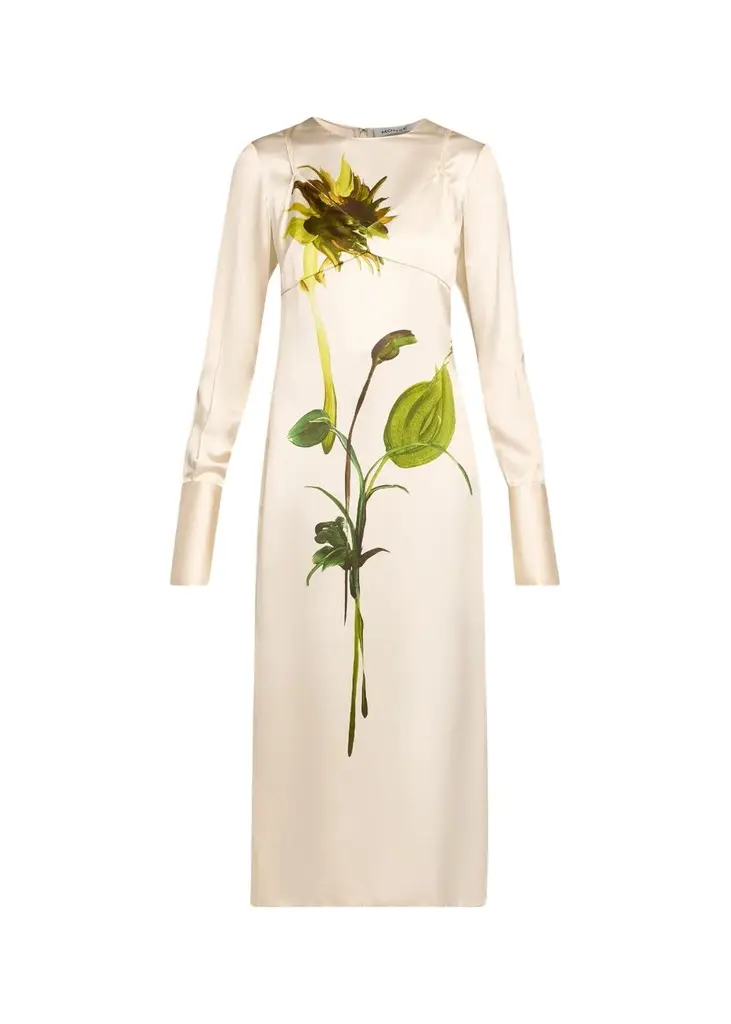 Monse Deconstruction Layered Sunflower Printed Silk Dress