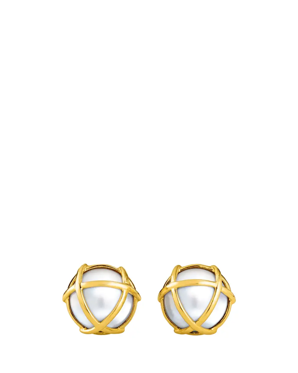 VERDURA 18K Yellow Gold Mabe Pearl Caged Earrings | Thumbnail 2 VERDURA 18K Yellow Gold Mabe Pearl Caged Earrings | Thumbnail 2