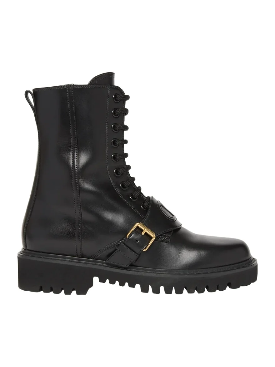 Valentino Garavani VLogo Leather Combat Boots