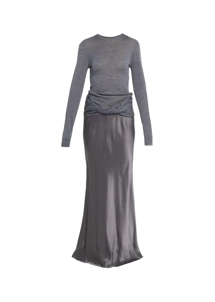 Christopher Esber Mixed-Media Meril Knit Monument Maxi Dress