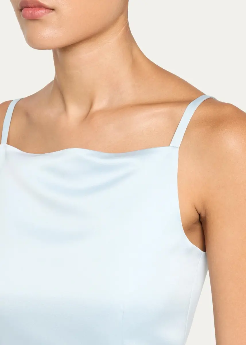 PRABAL GURUNG Square-Neck Satin Sheath Midi Dress | Thumbnail 5