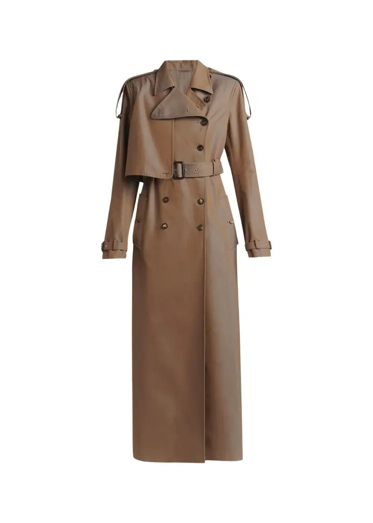 Alexander McQueen Light Cotton Double-Breasted Long Trench Coat With Belt