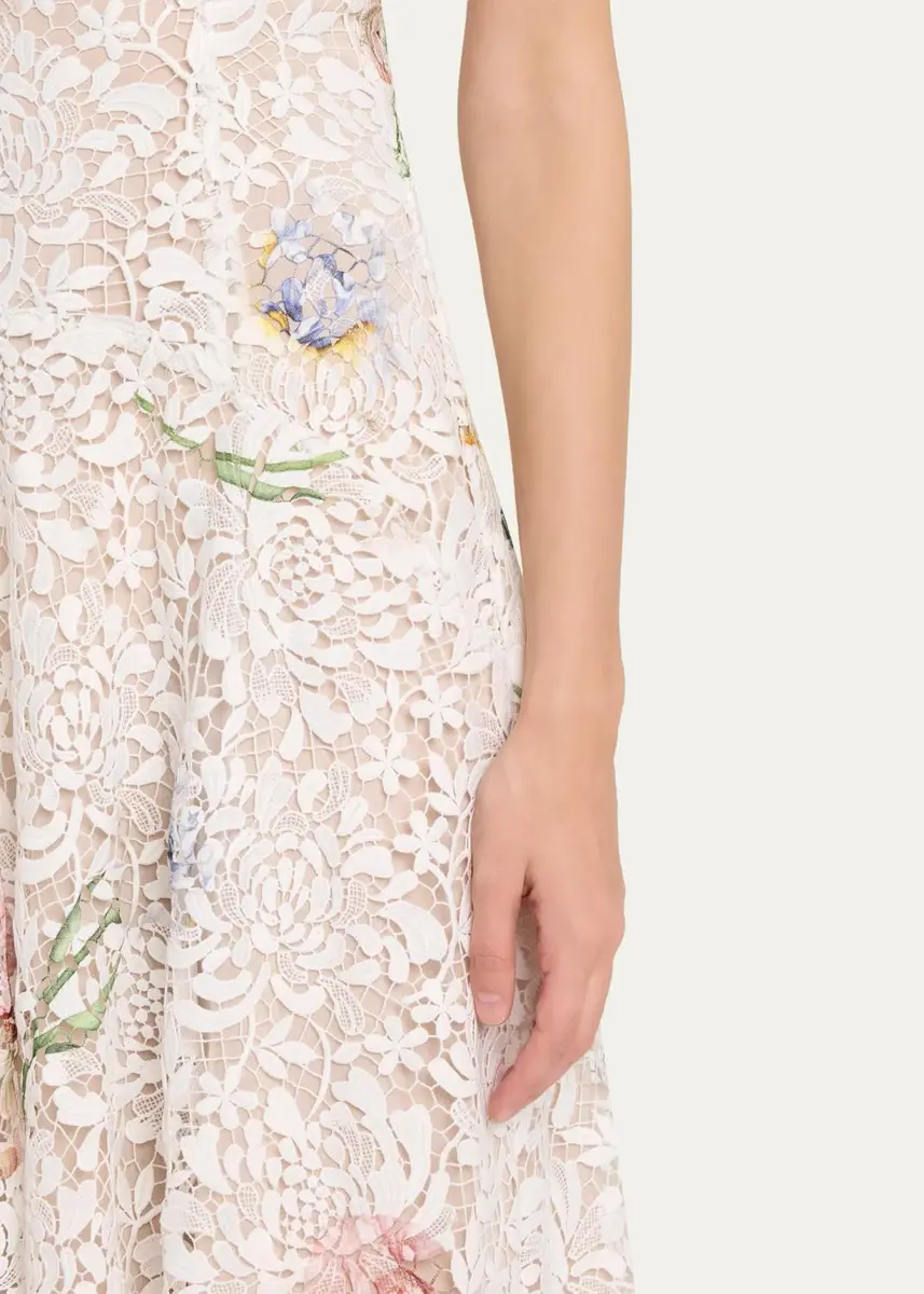 Oscar de la Renta Dégradé Iris Guipure Sleeveless Dress | Thumbnail 5 Oscar de la Renta Dégradé Iris Guipure Sleeveless Dress | Thumbnail 5