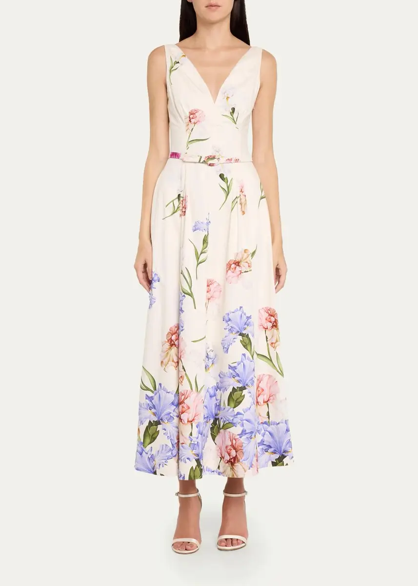 Oscar de la Renta Sleeveless Dégradé Iris Cotton Poplin Dress | Thumbnail 2 Oscar de la Renta Sleeveless Dégradé Iris Cotton Poplin Dress | Thumbnail 2