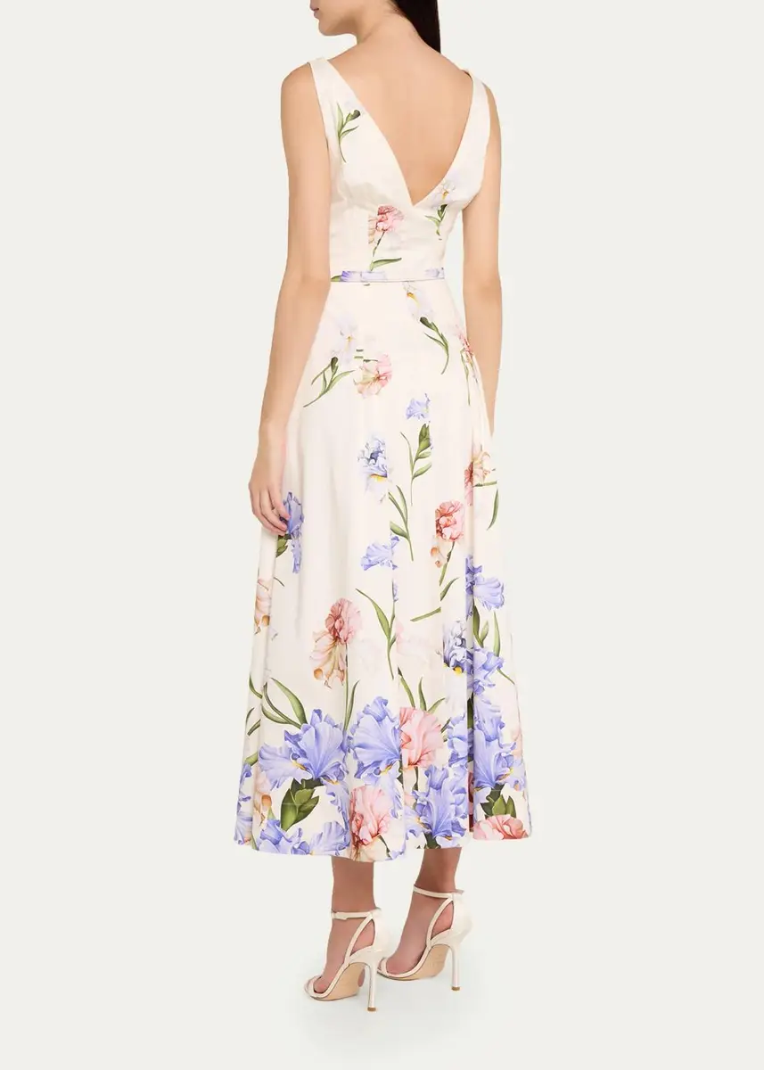 Oscar de la Renta Sleeveless Dégradé Iris Cotton Poplin Dress | Thumbnail 3 Oscar de la Renta Sleeveless Dégradé Iris Cotton Poplin Dress | Thumbnail 3